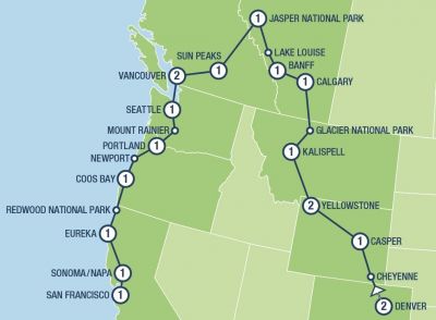 Map showing the Tour regions